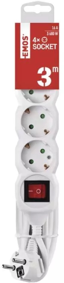 Emos P1423R 4 aljzat 3méter 1,5mm2 kapcsolós hosszabbító