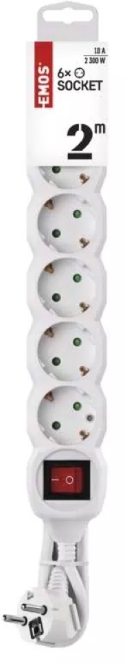 Emos P1622 6 aljzat 2méter 1mm2 kapcsolós hosszabbító