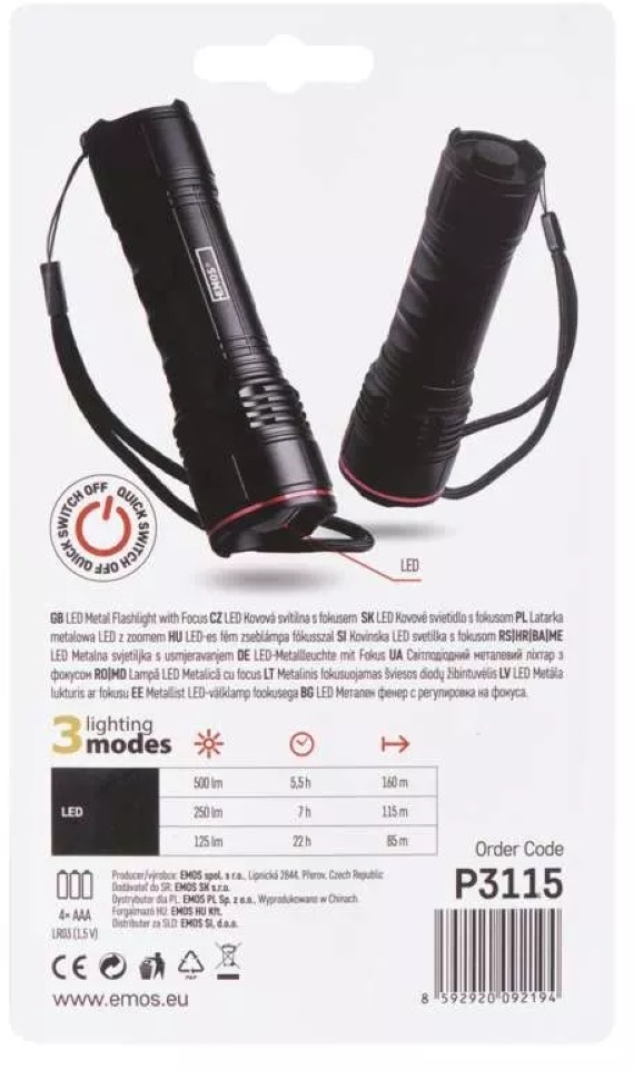 Emos P3115 500lm 4xAAA fókuszálható elemlámpa