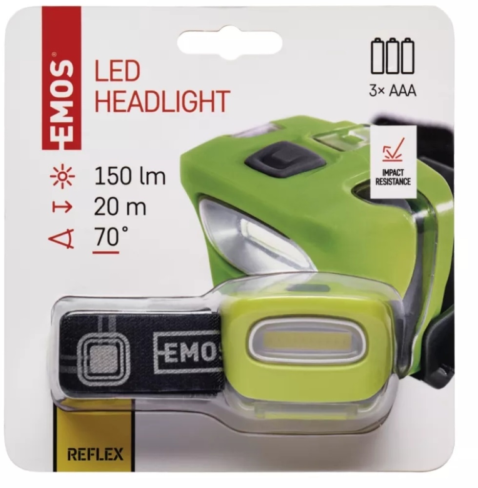 Emos P3528 COB LED 2W 150lm 3×AAA fejlámpa