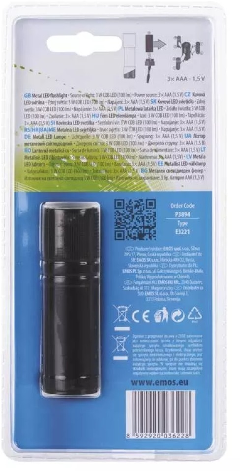Emos P3894 COB LED 3W 100lm 3×AAA elemlámpa