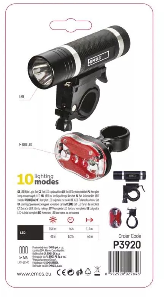 Emos P3920 150lm első-hátsó LED-es kerékpárlámpaszett