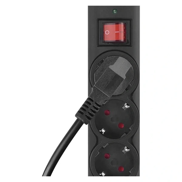 Emos P54218 1,5m 380J SCHUKO 6 csatlakozós fekete túlfeszültség védett elosztó