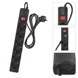 Emos P54218 1,5m 380J SCHUKO 6 csatlakozós fekete túlfeszültség védett elosztó