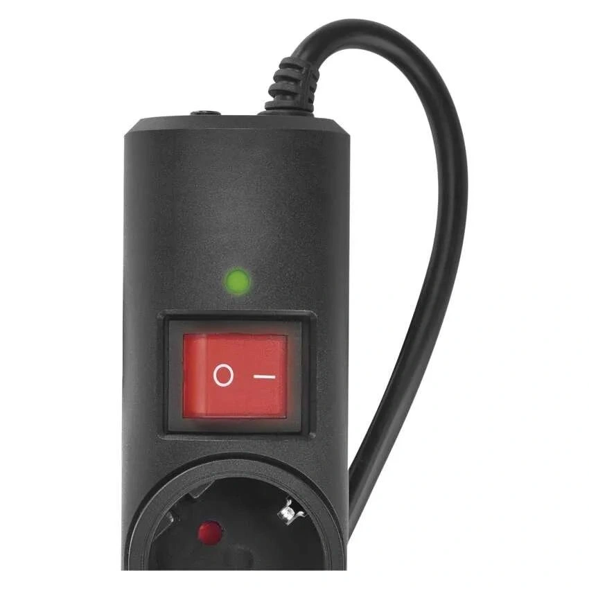 Emos P54219 3m 380J SCHUKO 6 csatlakozós fekete túlfeszültség védett elosztó