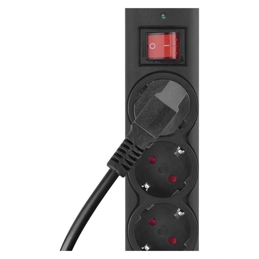 Emos P54219 3m 380J SCHUKO 6 csatlakozós fekete túlfeszültség védett elosztó