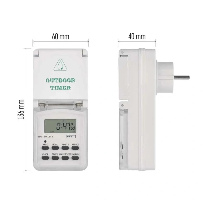 Emos P5525N IP44 kültéri fehér digitális kapcsoló aljzat