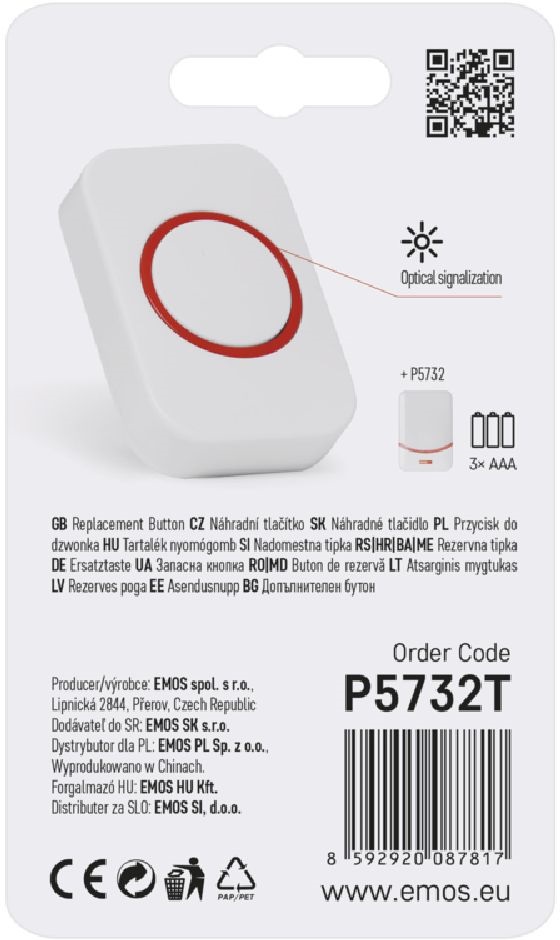 Emos P5732T P5732 típusú csengőhöz tartalék nyomógomb