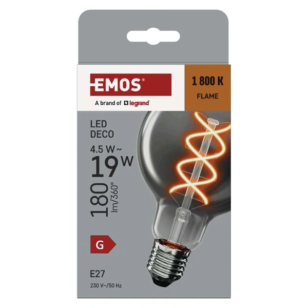 Emos Z52311 LED DECO "SMOKED" G95 4.5W 19W 180lm E27 izzó
