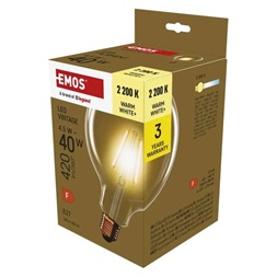 Emos Z58032 E27/4,5 W (40 W)/420 lm/meleg fehér Vintage G125 LED izzó