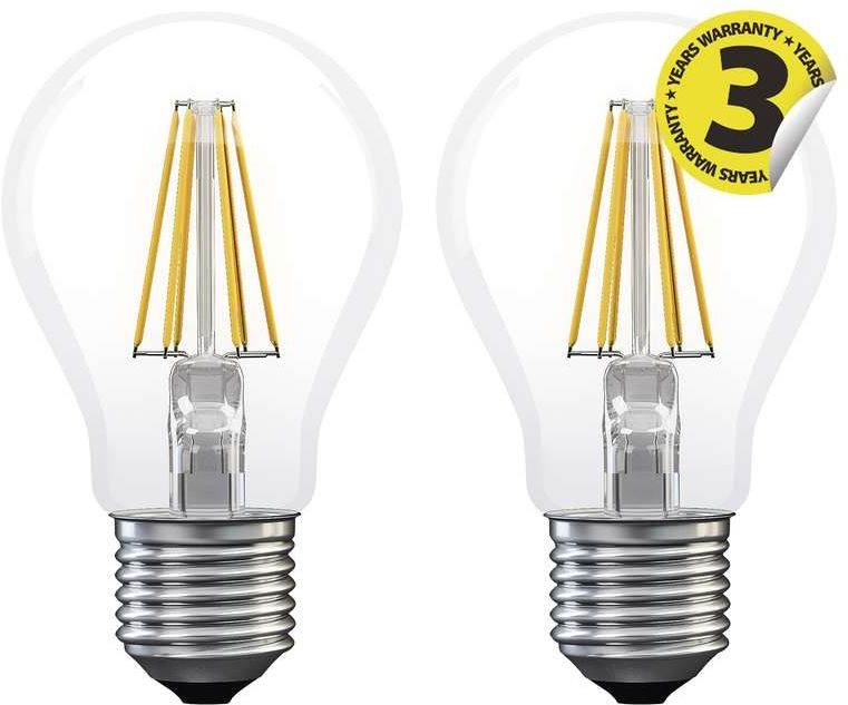Emos Z74260.2 FILAMENT A60 A++ 6W E27 806 lumen meleg fehér LED izzó 2db/csomag