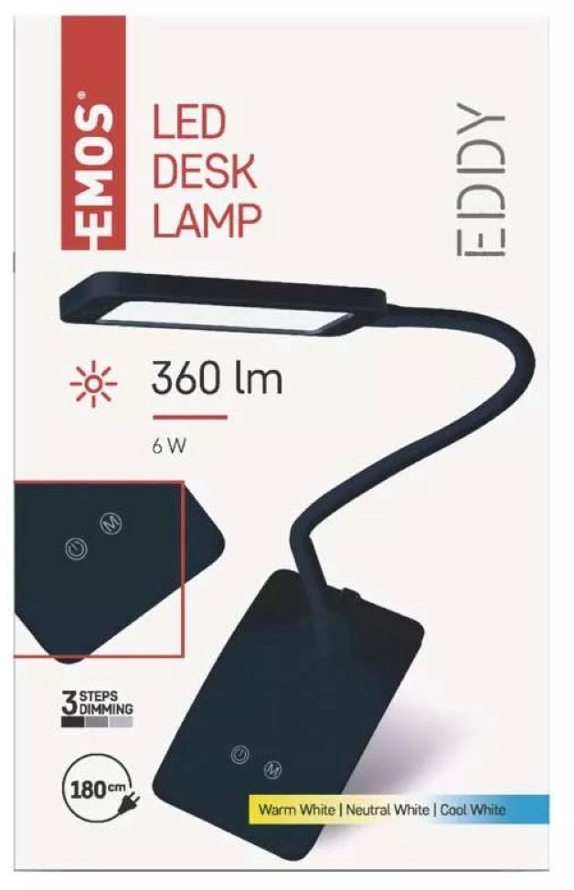 Emos Z7599B Eddy fekete asztali LED lámpa
