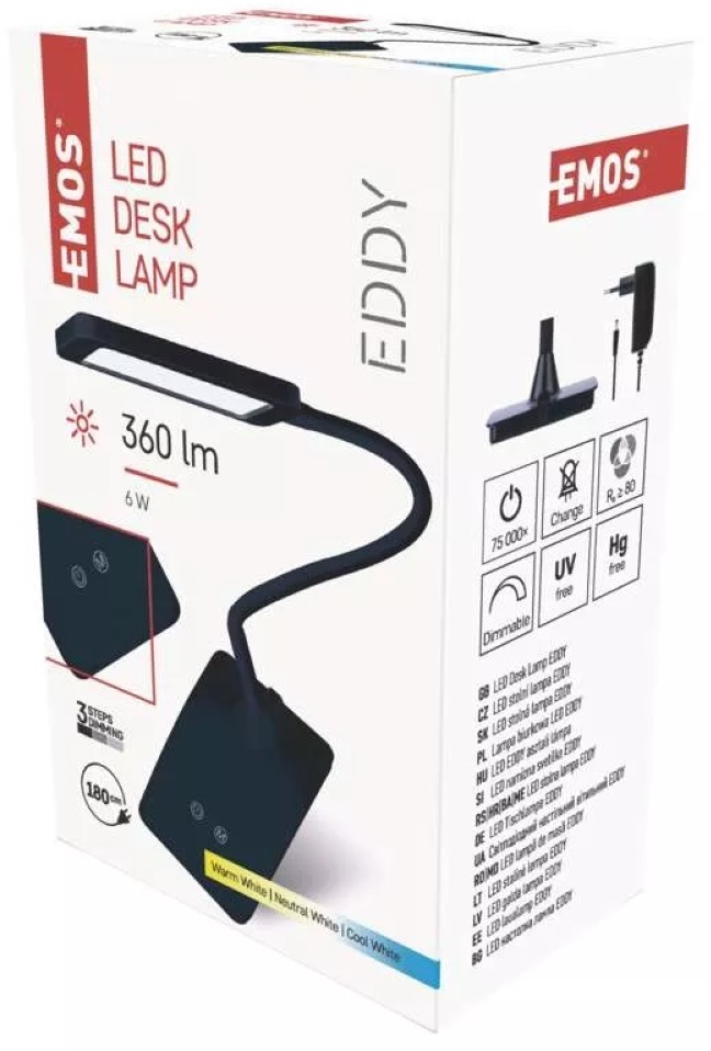 Emos Z7599B Eddy fekete asztali LED lámpa