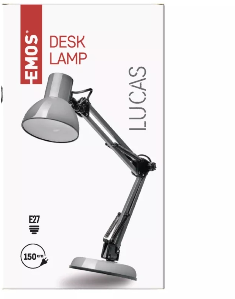 Emos Z7609G Lucas E27 IP20 szürke asztali lámpa