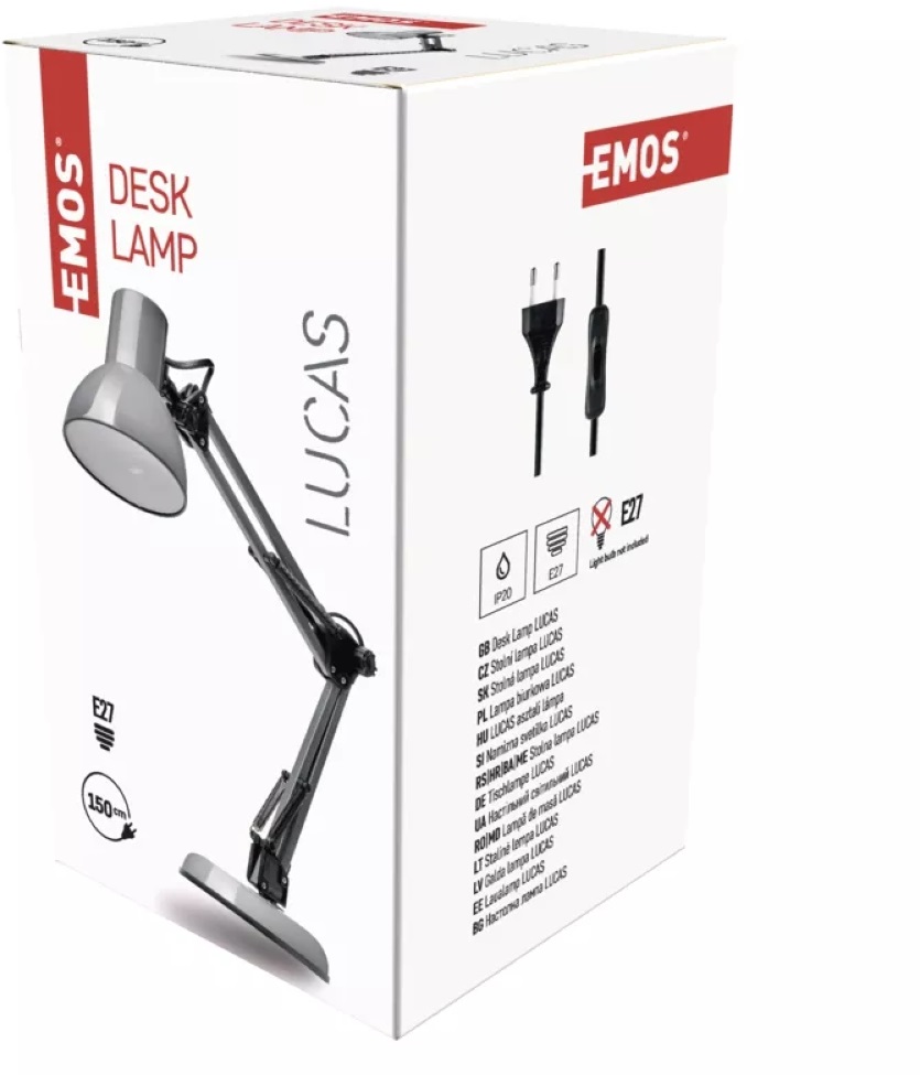 Emos Z7609G Lucas E27 IP20 szürke asztali lámpa