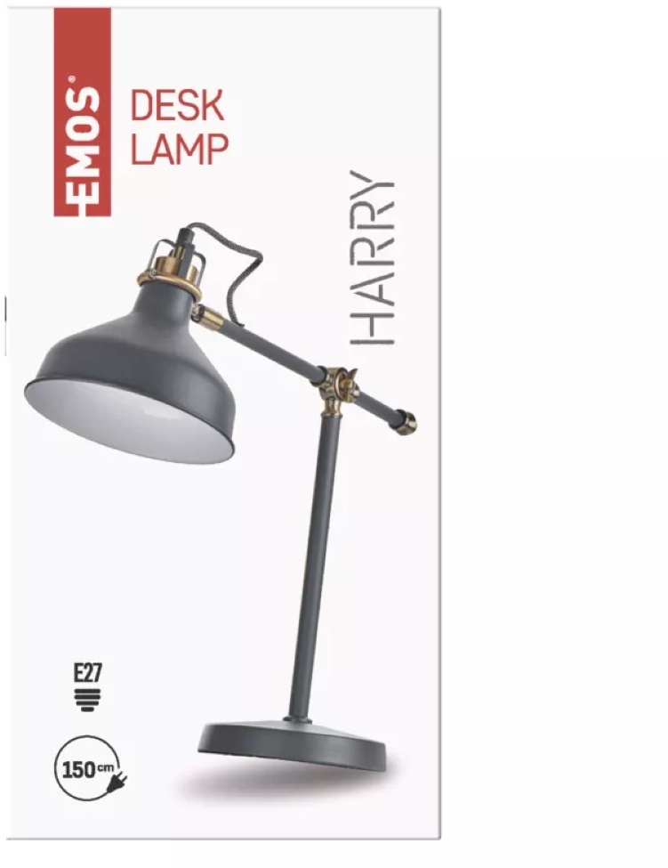 Emos Z7611 Harry E27 IP20 szürke asztali lámpa