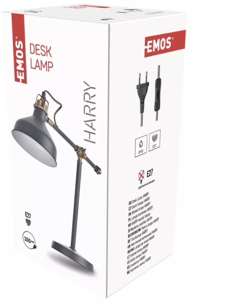 Emos Z7611 Harry E27 IP20 szürke asztali lámpa