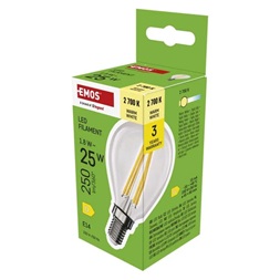 Emos ZF1D02 E14/1,8 W (25 W)/250 lm/meleg fehér filament mini globe LED izzó