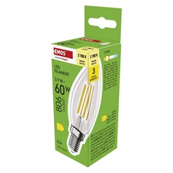 Emos ZF3D42 E14/5,9 W (60 W)/806 lm/meleg fehér filament gyertya LED izzó