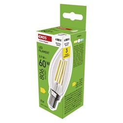 Emos ZF3D43 E14/5,9 W (60 W)/806 lm/természetes fehér filament gyertya LED izzó