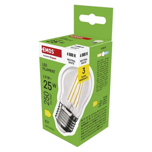 Emos ZF6D03 E27/1,8 W (25 W)/250 lm/természetes fehér filament mini globe LED izzó