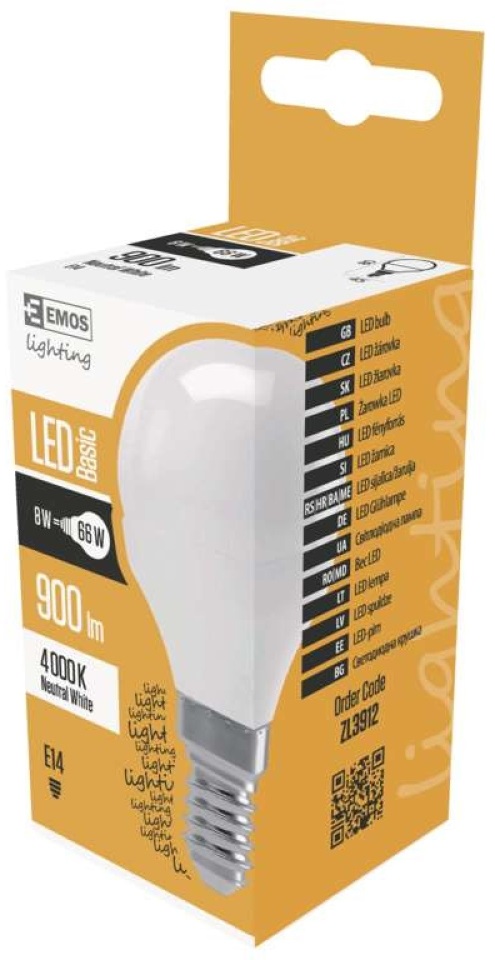Emos ZL3912 Value 8W 900lm E14 természetes fehér LED kisgömb izzó