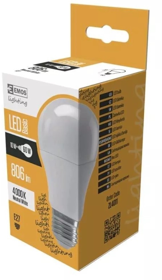 Emos ZL4011 Basic A60 10W 806lm E27 természetes fehér LED izzó