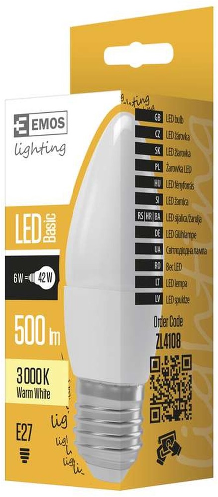 Emos ZL4108 BASIC 6W E27 500 lumen meleg fehér LED gyertya izzó