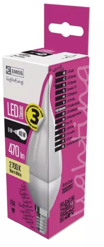 Emos ZQ3220T Classic 6W 470lm E14 meleg fehér LED gyertya izzó