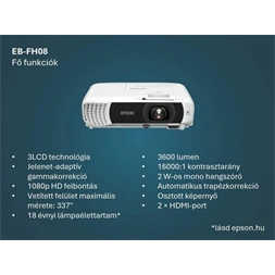 Epson EB-FH08 Full HD 3600 HDMI/USB 3LCD projektor