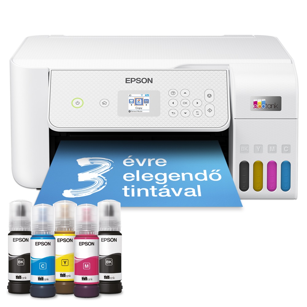 Epson EcoTank L3286 színes nyomtató MFP, WiFi/USB, 8100/6500 oldal tinta a dobozban
