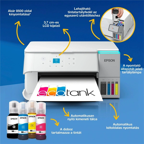 Epson EcoTank L4366 (A4, 33 lap/perc, duplex, USB/Wifi/Wifi Direct) színes tintasugaras multifunkciós nyomtató