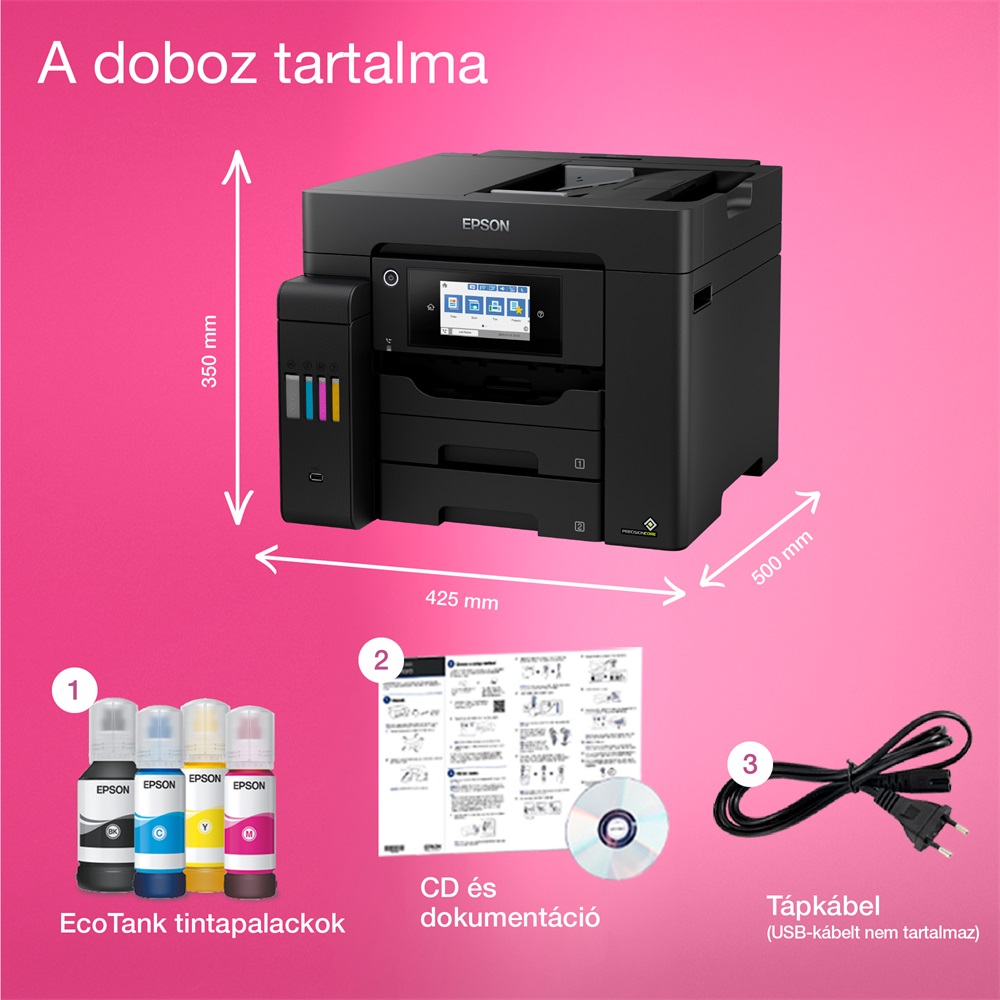 Epson EcoTank L6550 színes nyomtató MFP, Duplex, WiFi/USB/LAN, 14 000/5200 oldal tinta a dobozban