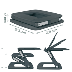 Leitz Ergo állítható magasságú és dőlésszögű sötétszürke laptopállvány