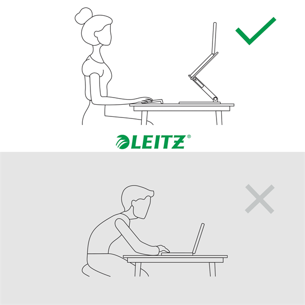 Leitz Ergo állítható magasságú és dőlésszögű sötétszürke laptopállvány