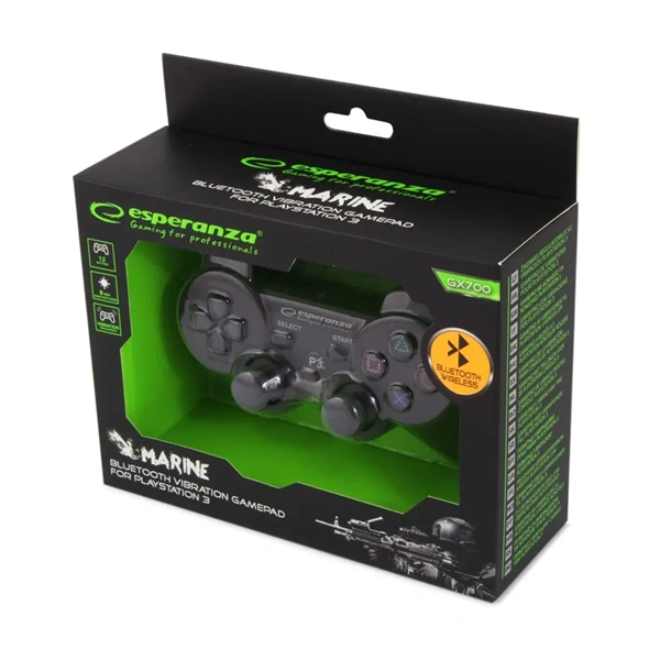 Esperanza EGG109K Marine PS3 vezeték nélküli Bluetooth fekete kontroller