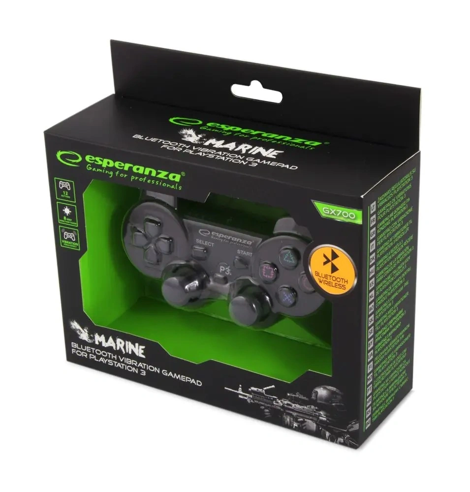 Esperanza EGG109K Marine PS3 vezeték nélküli Bluetooth fekete kontroller