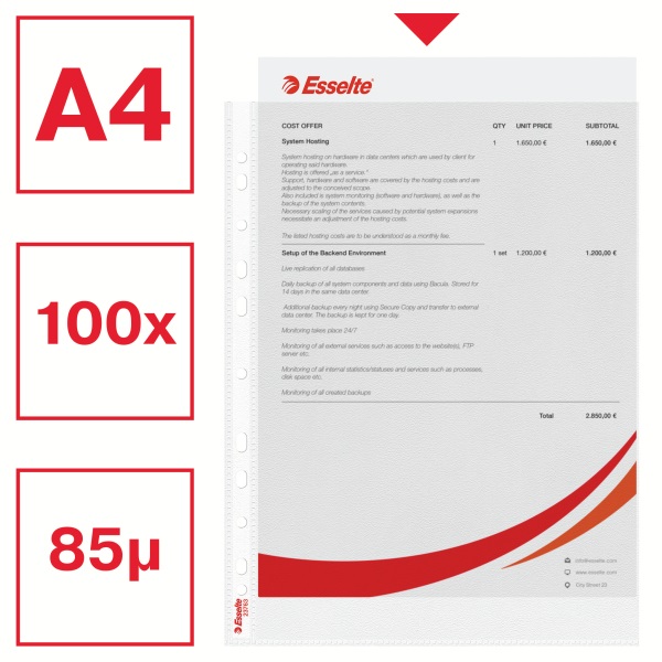 Esselte 85 mikron 100db/cs narancsos lefűzhető genotherm