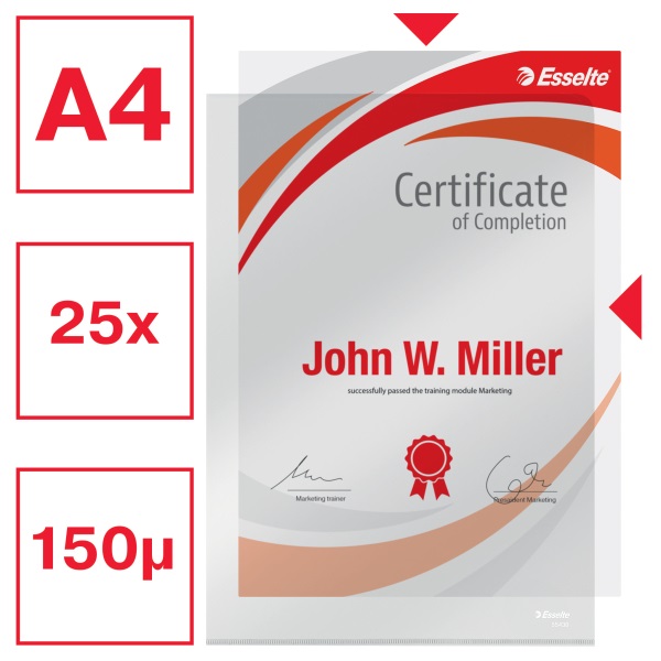 Esselte A4 150mikron 25db/cs víztiszta genotherm
