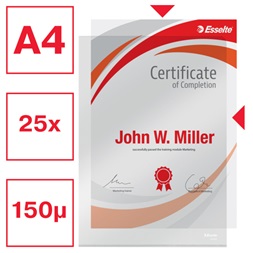 Esselte A4 150mikron 25db/cs víztiszta genotherm