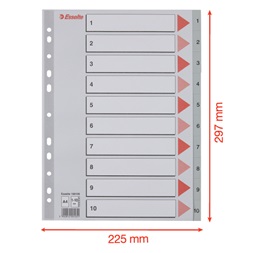 Esselte A4 1-10 műanyag regiszter