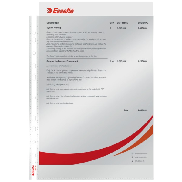 Esselte A4 75mikron 100db víztiszta lefűzhető genotherm
