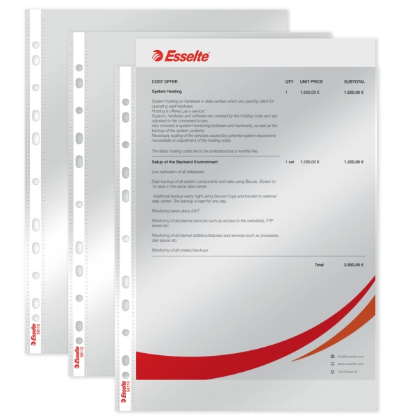 Esselte A4 75mikron 100db víztiszta lefűzhető genotherm