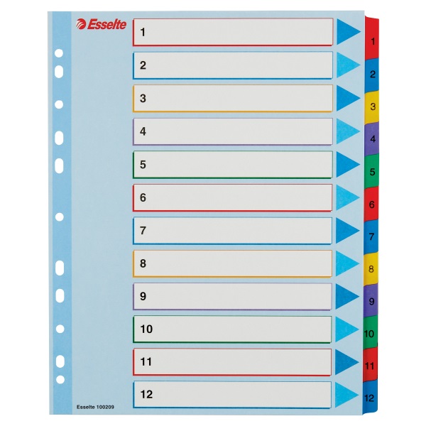 Esselte A4 extra széles 1-12 újraírható regiszter