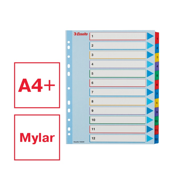 Esselte A4 extra széles 1-12 újraírható regiszter