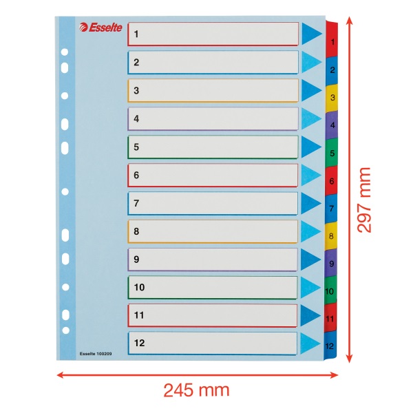 Esselte A4 extra széles 1-12 újraírható regiszter