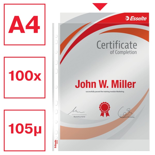 Esselte A4 lefűzhető 105mikronos 100db víztiszta genotherm