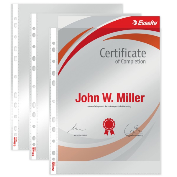 Esselte A4 lefűzhető 105mikronos 100db víztiszta genotherm