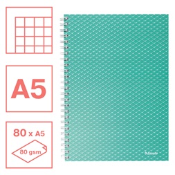 Esselte ColourBreeze A5 kockás zöld spirálfüzet