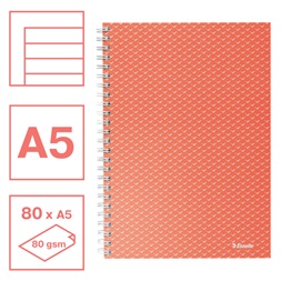 Esselte ColourBreeze A5 vonalas korall spirálfüzet